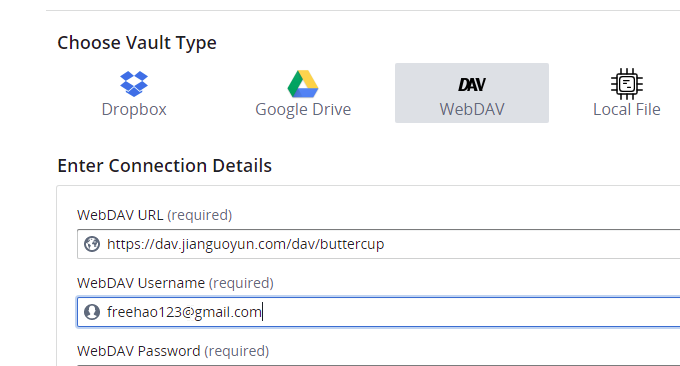 Buttercup开源免费的密码管理器本地WebDAV