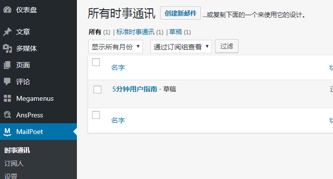 MailPoet Newsletters安装插件