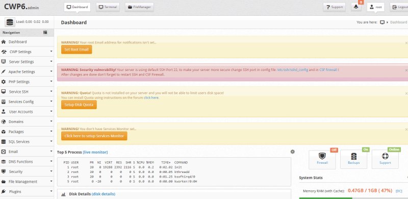 CentOS Web Panel操作界面