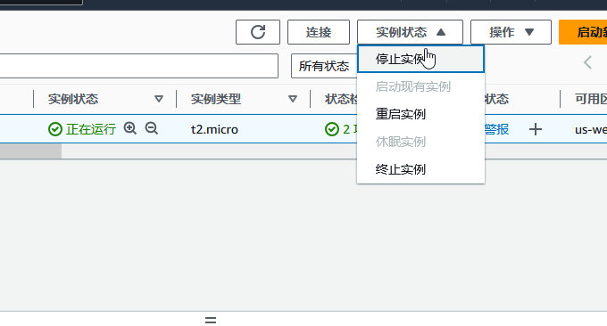 亚马逊Amazon EC2停止