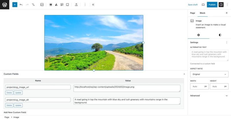 WordPress 6.5 引入块绑定 API,将动态数据引入块 - Bindings Custom Field Image