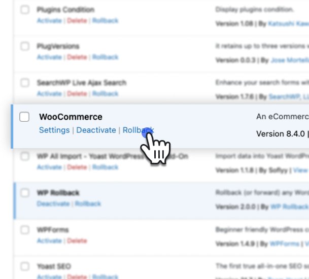 使用 WP Rollback 回滚安装主题和插件的任意版本 - Wp Rollback 1