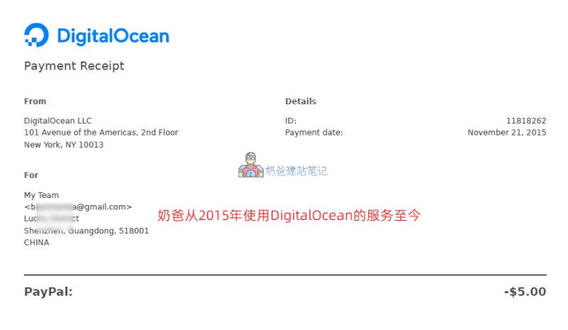 奶爸在 DigitalOcean的2015年账单截图