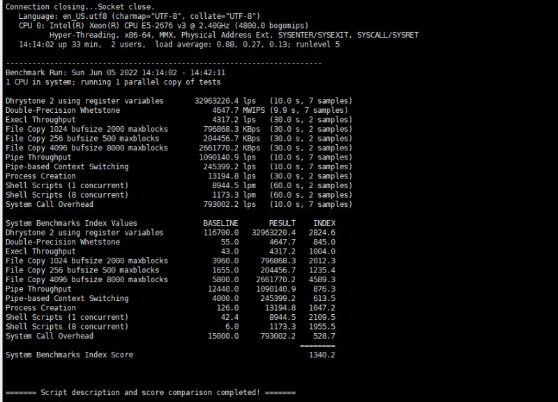 AWS lightsail性能跑分