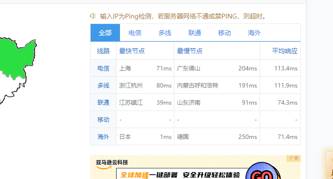 Linode日本VPS响应Ping值