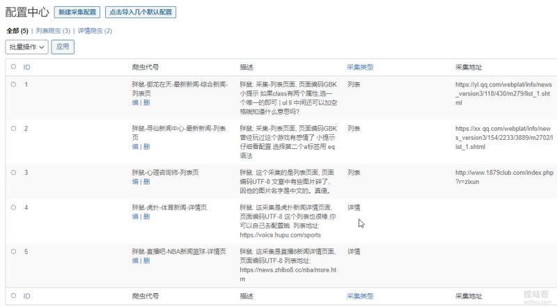 WP自动采集和发布配置中心