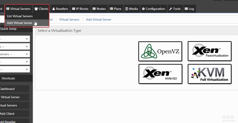 SolusVM NAT VPS选择类型