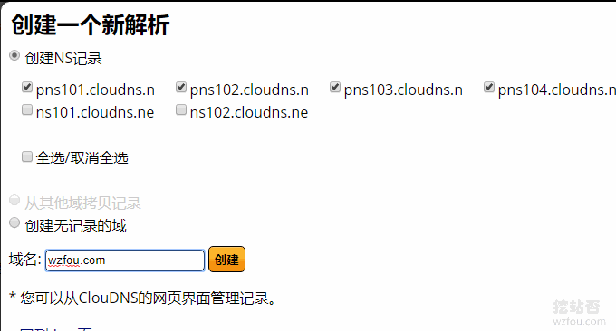 ClouDNS勾选NS服务器