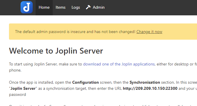 Joplin Server后台管理