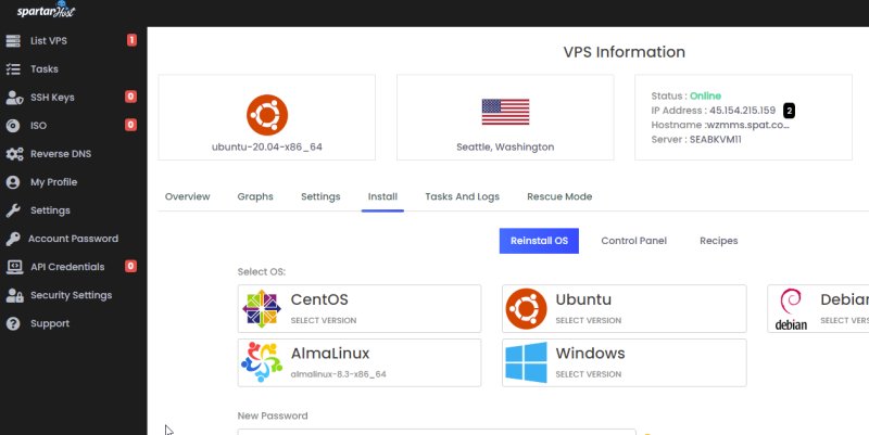 SpartanHost主机安装操作系统