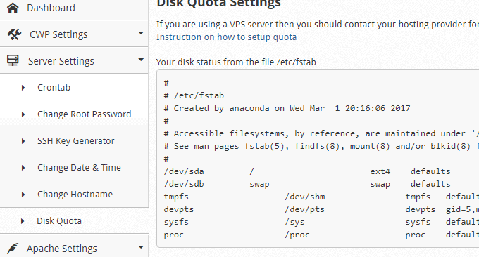 CentOS Web Panel磁盘分配
