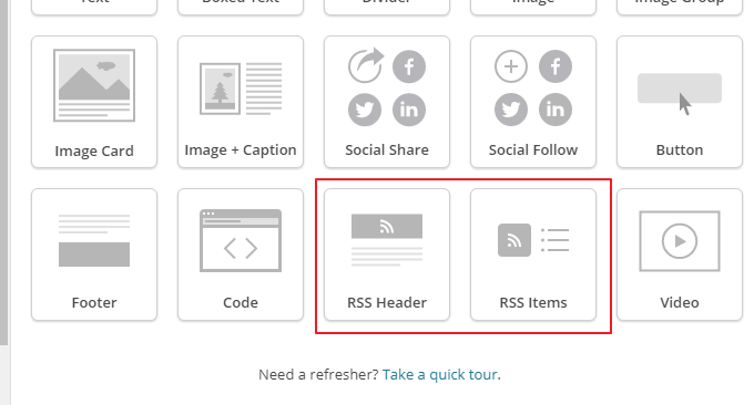 MailChimp RSS添加RSS模块