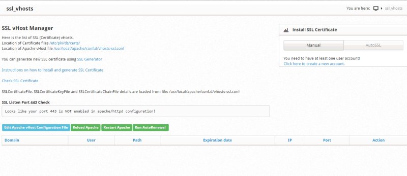 CentOS Web Panel管理SSL