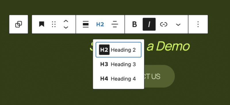 WordPress 6.7 中的标题级别