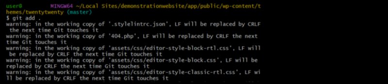 使用 git 添加。 添加更改的命令