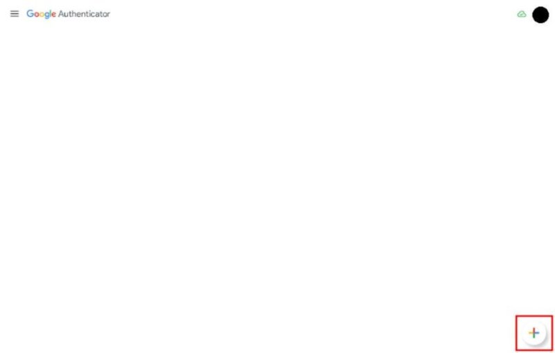 Google Authenticator 中的添加帐户按钮
