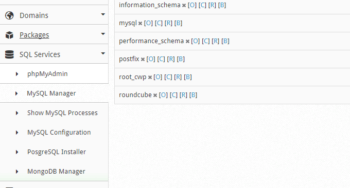 CentOS Web Panel数据库管理