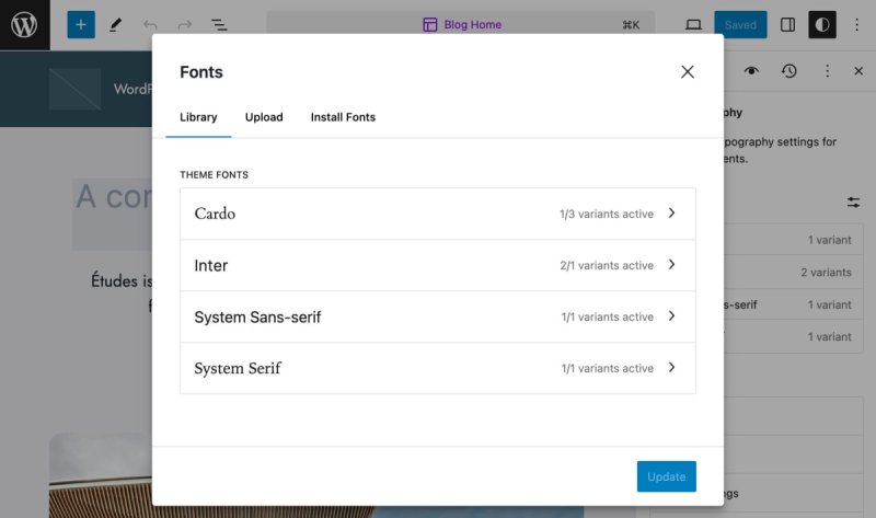 WordPress 6.5 新功能：字体库 详解 - Screenshot