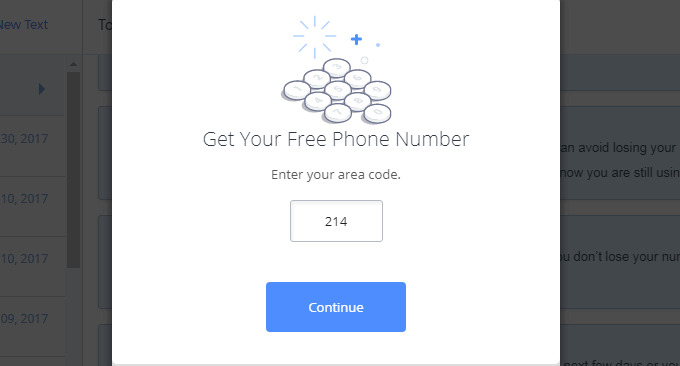 Textnow选择一个区号