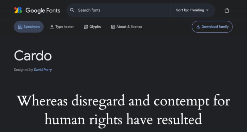 Google Fonts 上的 Cardo 字体预览