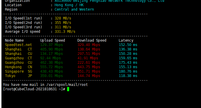 Cubecloud联通CU4837 VPS主机下载速度