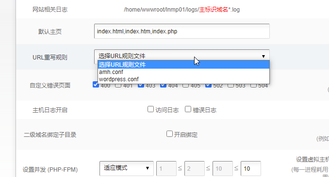 AMH面板选择刚刚创建的规则