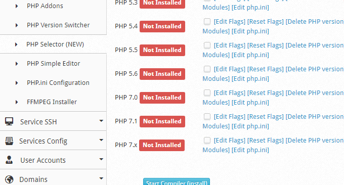 CentOS Web Panel安装PHP