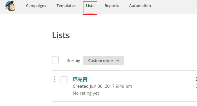 MailChimp添加用户列表
