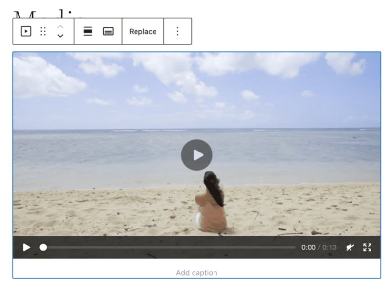 提供的屏幕截图是嵌入在 WordPress 帖子中的 MP4 文件的示例,演示了此功能。