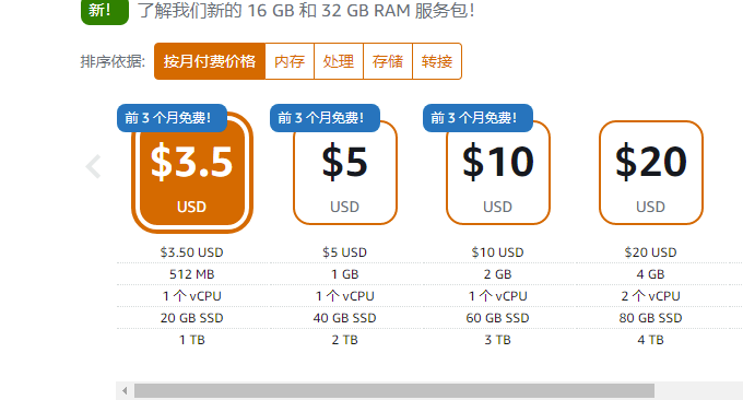 AWS lightsail选择套餐