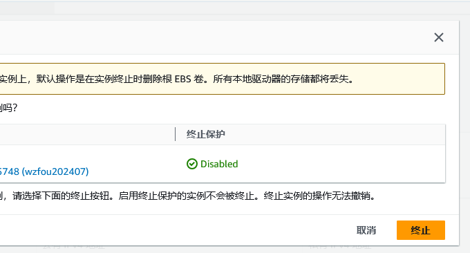 亚马逊Amazon EC2终止实例