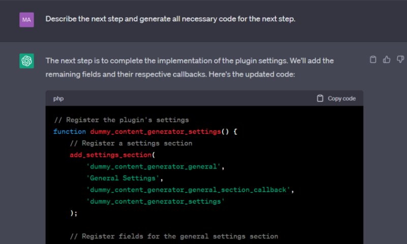 ChatGPT - WordPress 插件开发提示。