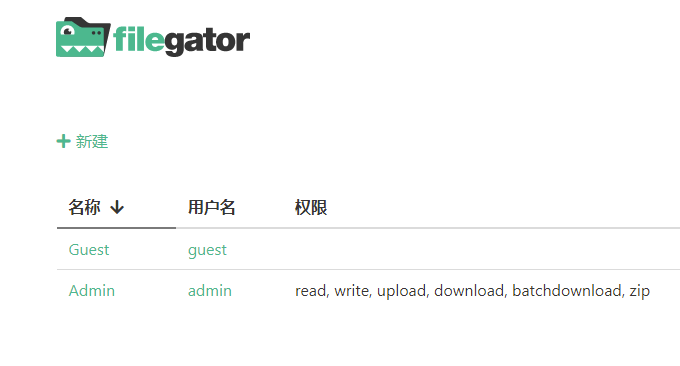 FileGator公开权限