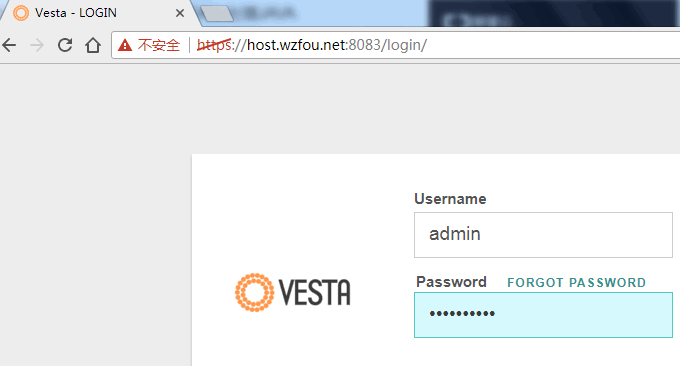 VestaCP后台登录