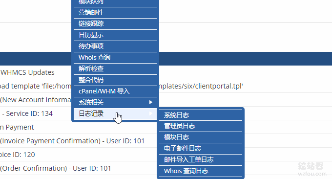 WHMCS整合Cpanel查看日志