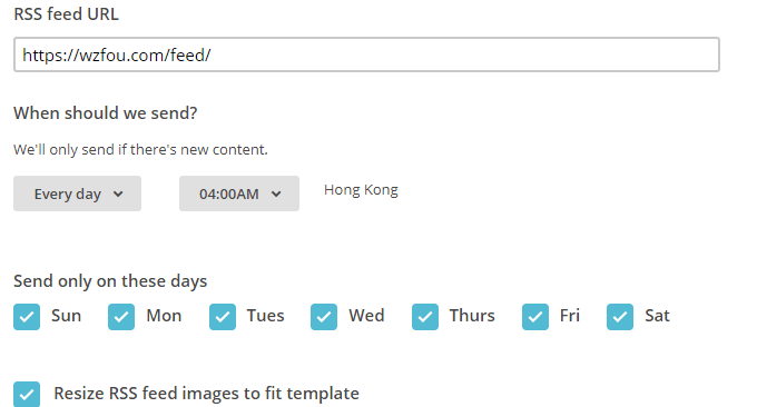 MailChimp RSS添加地址