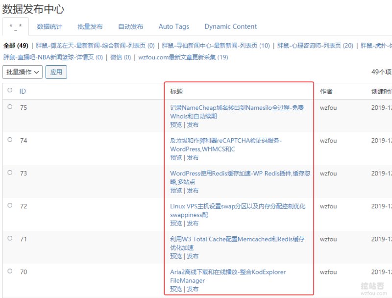 Wordpress自动采集和发布文章列表