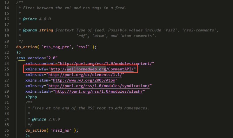 WordPress 正确移除 Feed 输出的 wellformedweb.org/CommentAPI 恶意网址 - 企业微信截图 17809126599053