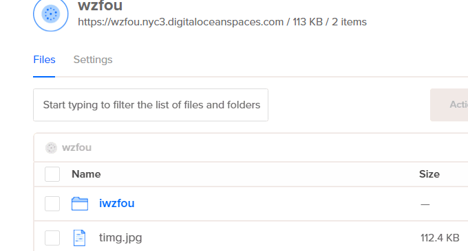 DigitalOcean Spaces看到文件