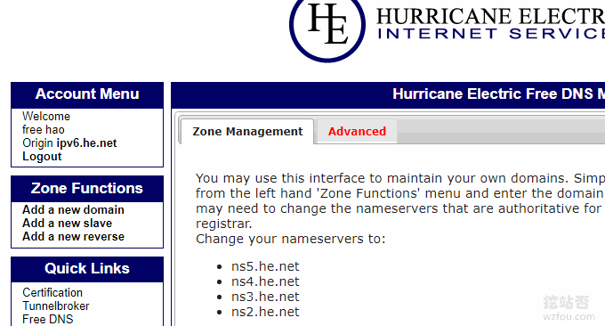 He.net DNS登录账号