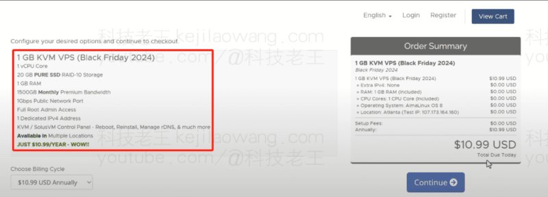 RackNerd VPS 最具性价比的服务器，约10美金/年 1Gbps/2000G/月