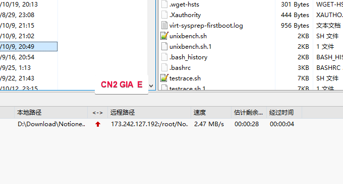 经典VPS主机CN2 GIA E上传速度