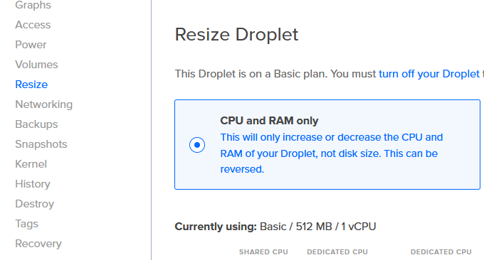 DigitalOcean VPS升级