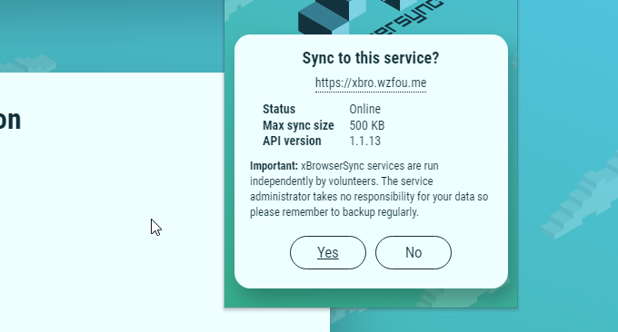 xBrowserSync确认信息