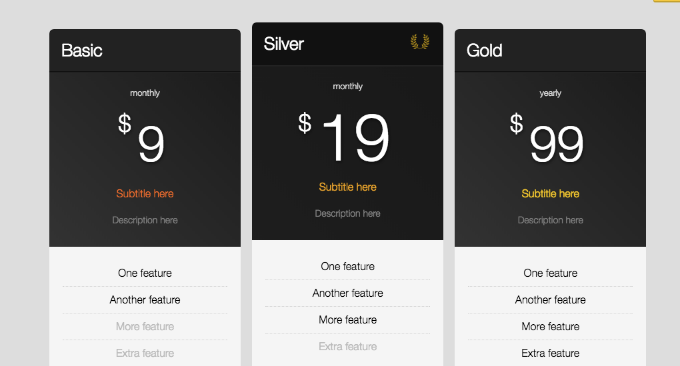 Responsive Pricing Table