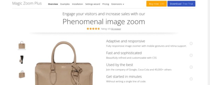 Magic zoom plus WooCommerce 插件是完全响应式的,非常简单易用。