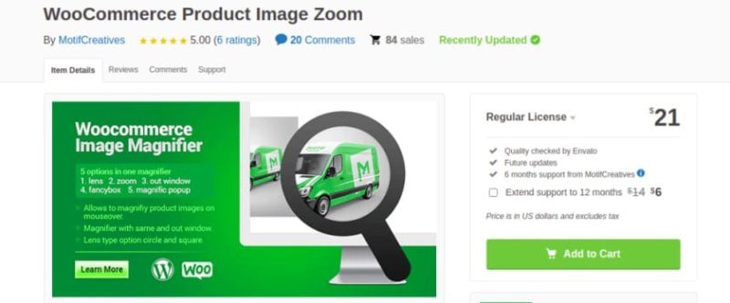 如果您正在经营由 WooCommerce 或 WordPress 提供支持的电子商务商店,那么 Motif Zoom Magnifier 是必须尝试并立即安装该的插件。