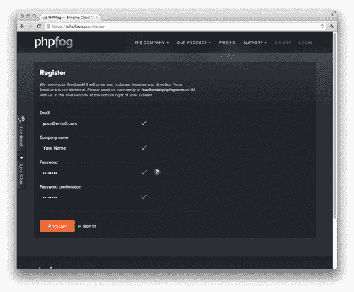 Setting up a PHP Fog account