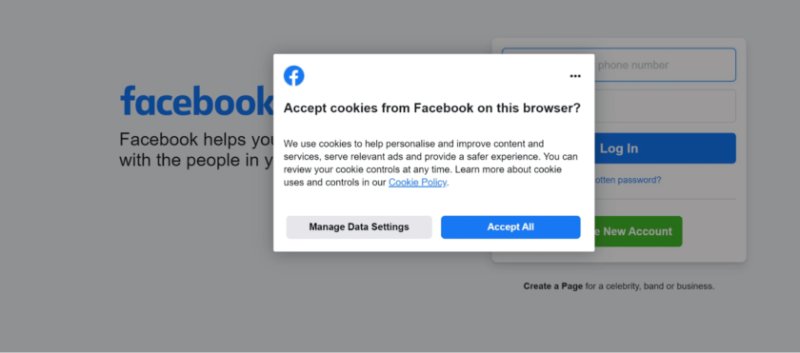 来自 Facebook 的消费者同意提示