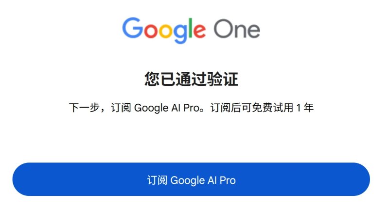 通过 Google AI Pro 验证